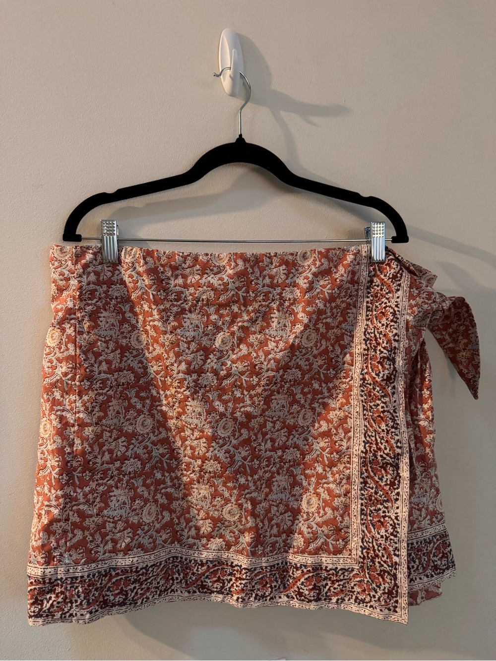 Universal Thread Rust and Cream Mini Wrap Skirt